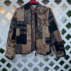 Dressbarn Abstract Zip Front Jacket